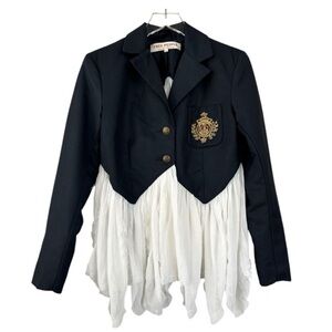 Free People Black Blazer with White Accents